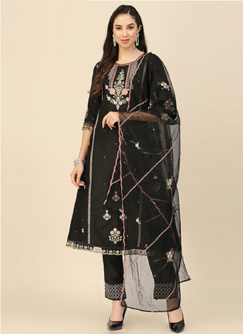 Salimar Vol 9 Embroidered Kurti With Bottom Dupatta
